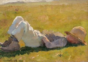 Kat.nr. 57. Bernt Grønvold, En hvil i gresset 1889